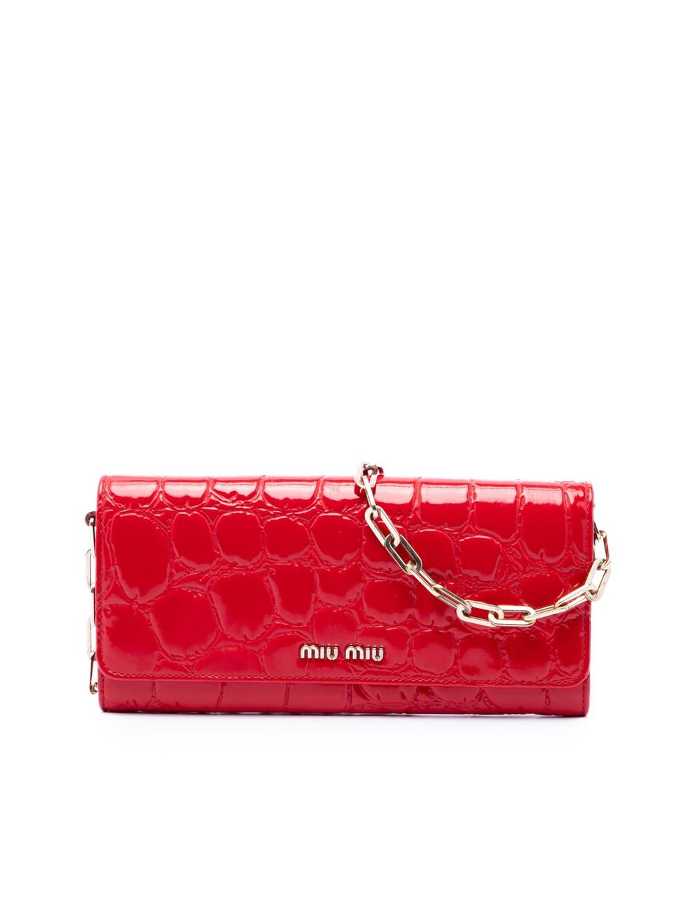 Miu Croc Embossed Patent Wallet #319841M50B